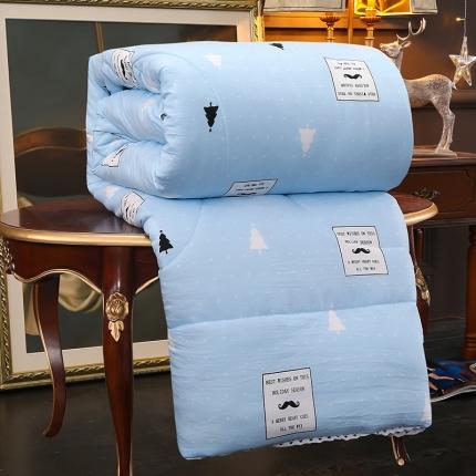 91家纺网 家纺一手货源 找家纺 易博被业 热卖柔软亲肤水洗棉冬被 森林蓝