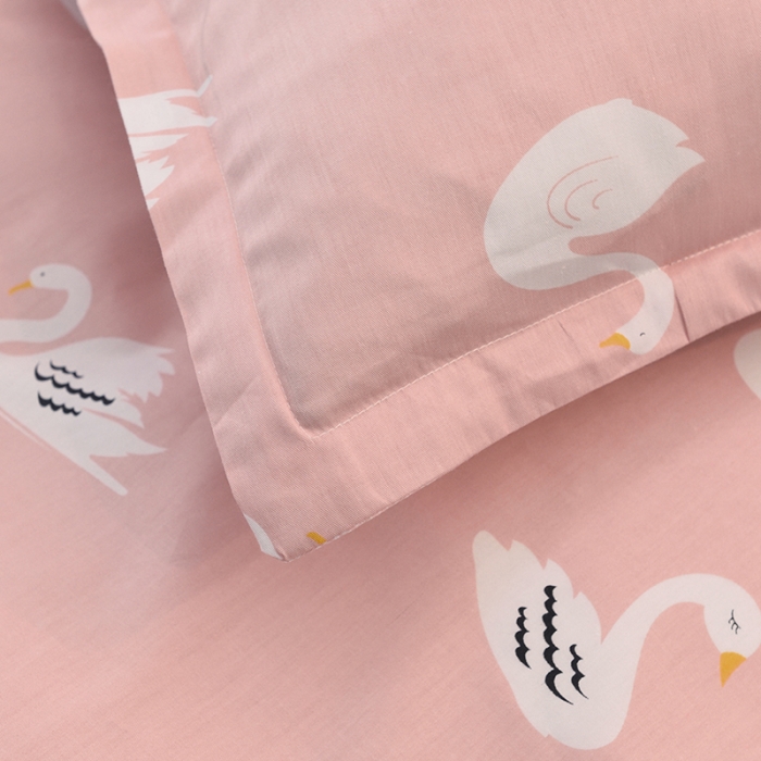 91家纺网 家纺一手货源 找家纺 朵希曼 全棉13372学生上下铺三件套系列 天鹅粉