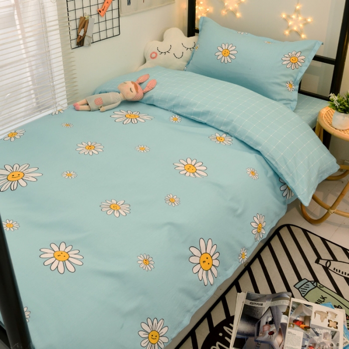 91家纺网 家纺一手货源 找家纺 朵希曼 全棉13372学生上下铺三件套系列 阳光绿