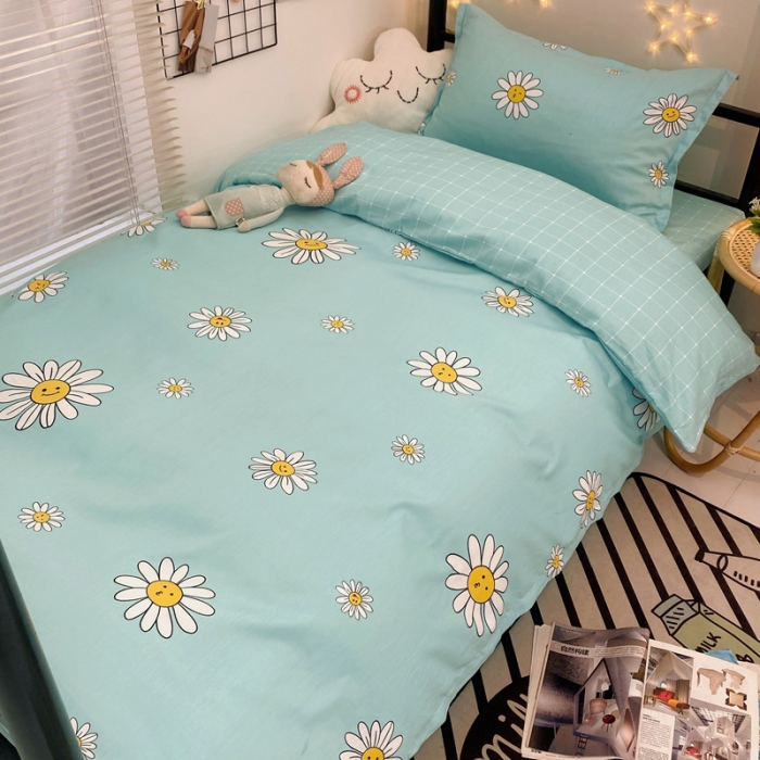 91家纺网 家纺一手货源 找家纺 朵希曼 全棉13372学生上下铺三件套系列 阳光绿