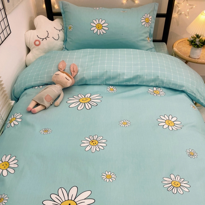 91家纺网 家纺一手货源 找家纺 朵希曼 全棉13372学生上下铺三件套系列 阳光绿