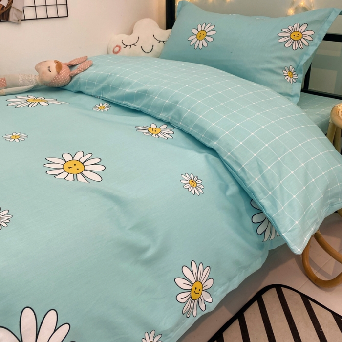 91家纺网 家纺一手货源 找家纺 朵希曼 全棉13372学生上下铺三件套系列 阳光绿