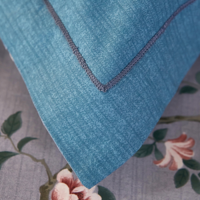 91家纺网 家纺一手货源 找家纺 雲归梦2021全棉大版四件套第二批花卉格调系列 晨梦蓝