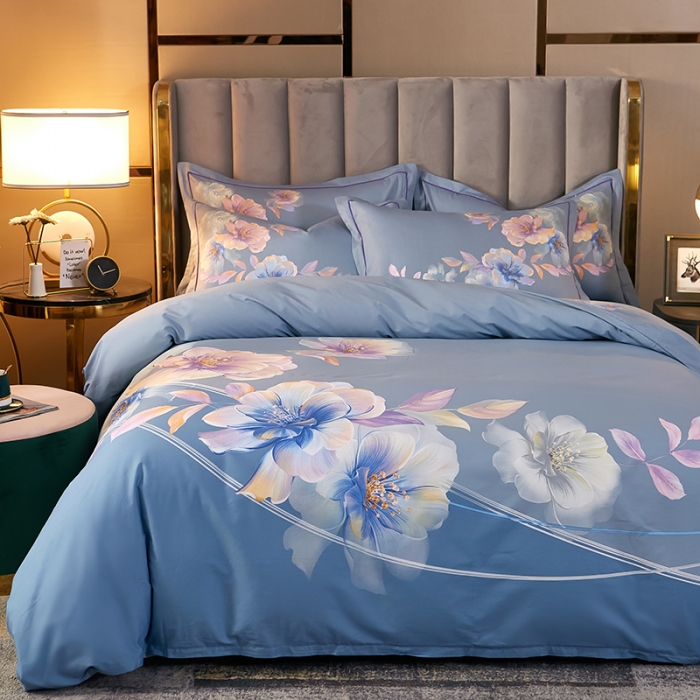 91家纺网 家纺一手货源 找家纺 雲归梦2021全棉大版四件套第二批花卉格调系列 晨暮间兰