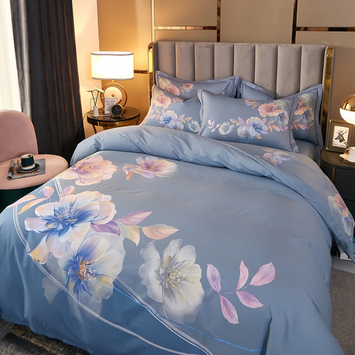 91家纺网 家纺一手货源 找家纺 雲归梦2021全棉大版四件套第二批花卉格调系列 晨暮间兰