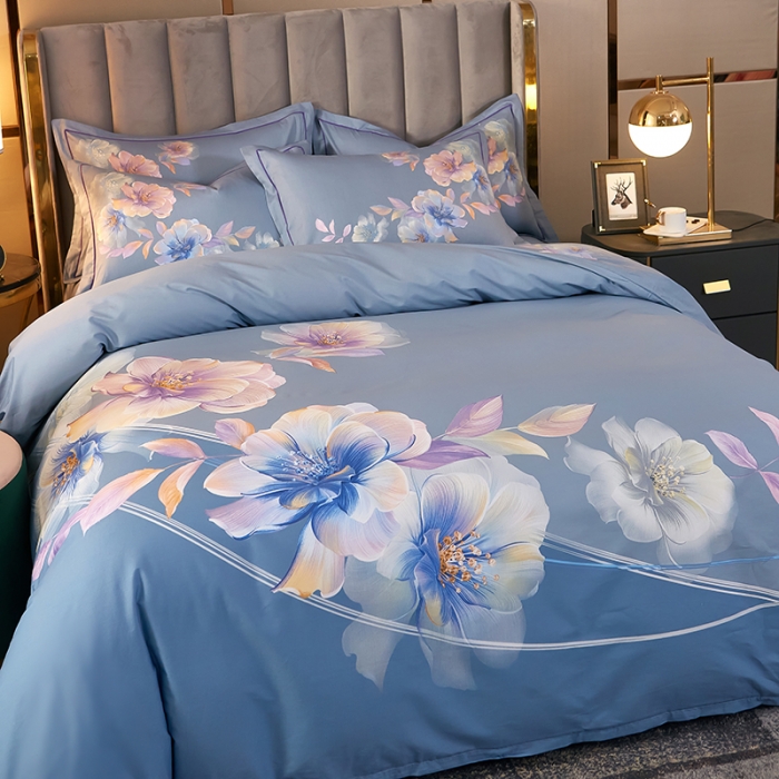 91家纺网 家纺一手货源 找家纺 雲归梦2021全棉大版四件套第二批花卉格调系列 晨暮间兰