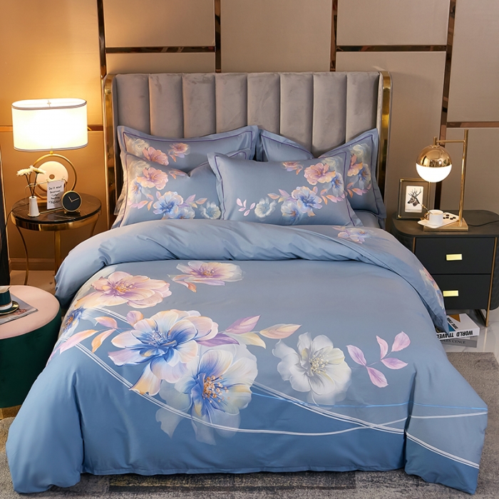 91家纺网 家纺一手货源 找家纺 雲归梦2021全棉大版四件套第二批花卉格调系列 晨暮间兰