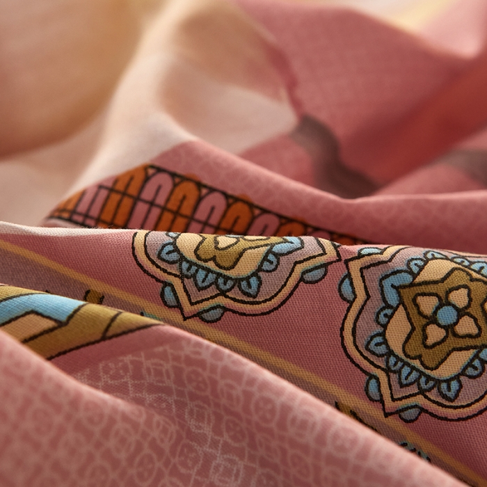 91家纺网 家纺一手货源 找家纺 雲归梦2021全棉大版四件套第二批花卉格调系列 繁花绘景粉