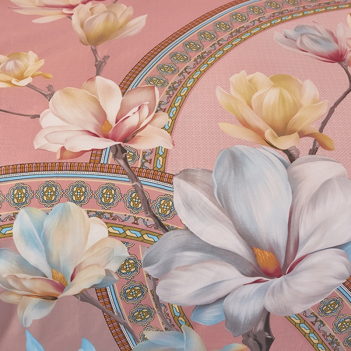 91家纺网 家纺一手货源 找家纺 雲归梦2021全棉大版四件套第二批花卉格调系列 繁花绘景粉