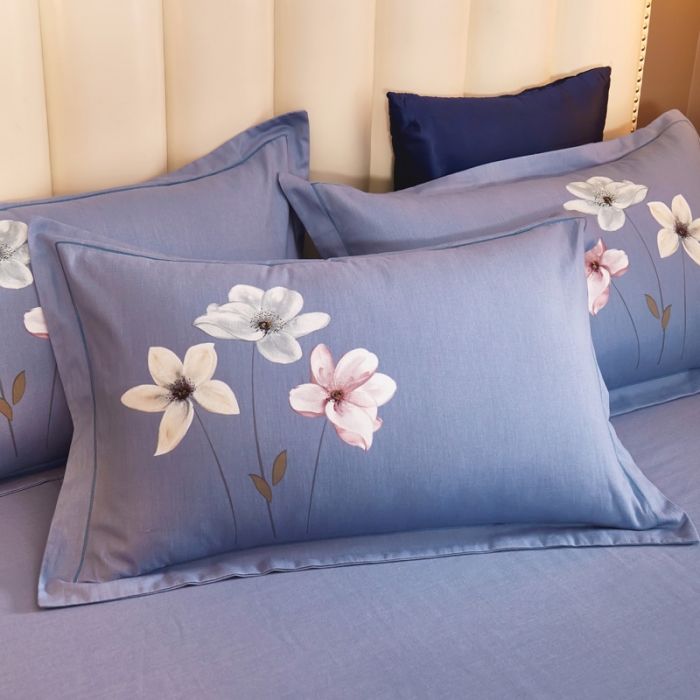 91家纺网 家纺一手货源 找家纺 雲归梦2021全棉大版四件套第二批花卉格调系列 兰庭浅雨-粉