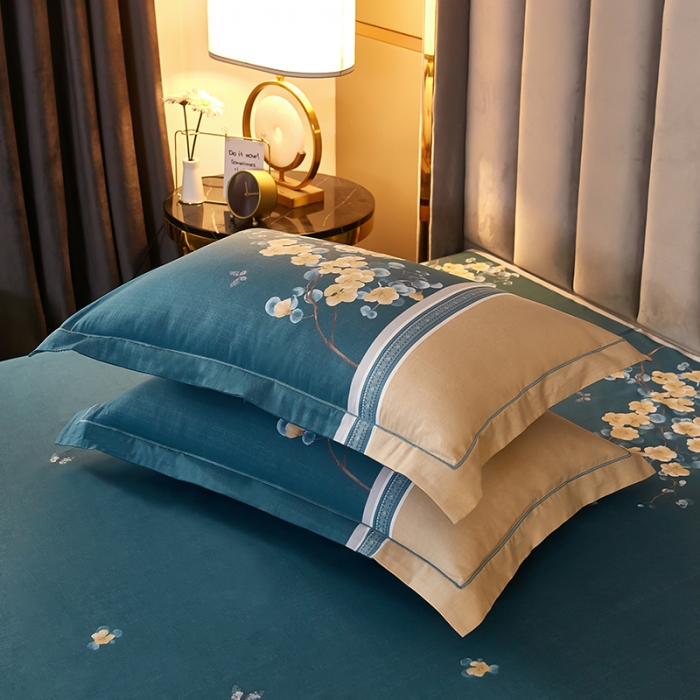 91家纺网 家纺一手货源 找家纺 雲归梦2021全棉大版四件套第二批花卉格调系列 倾魅绿