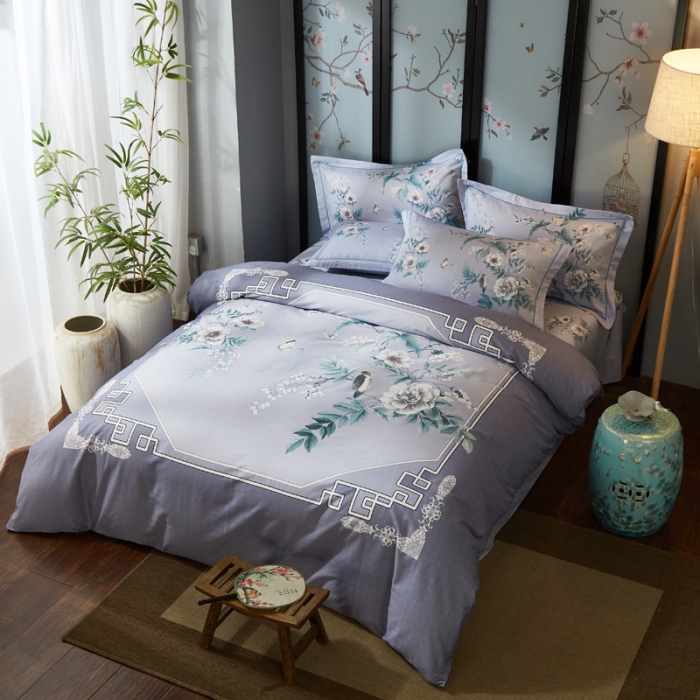 91家纺网 家纺一手货源 找家纺 雲归梦2021全棉大版四件套第二批花卉格调系列 听风忆雪