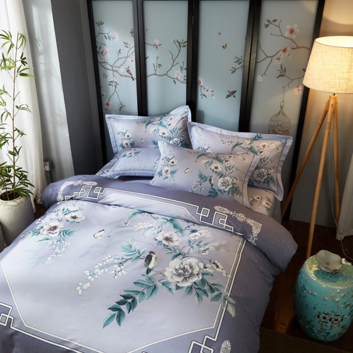 91家纺网 家纺一手货源 找家纺 雲归梦2021全棉大版四件套第二批花卉格调系列 听风忆雪