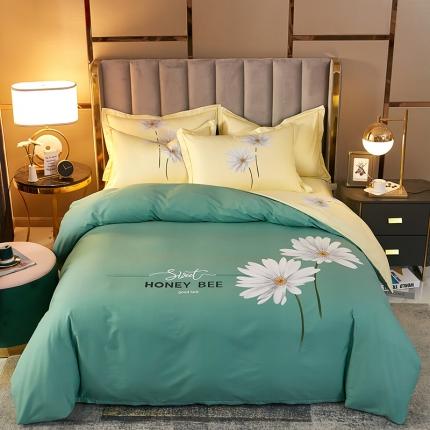 雲归梦2021全棉大版四件套第二批花卉格调系列 心花怒放绿