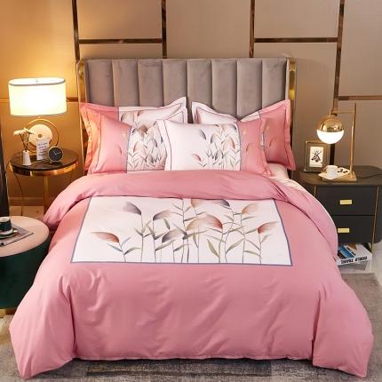 雲归梦2021全棉大版四件套第二批花卉格调系列 一米阳光粉