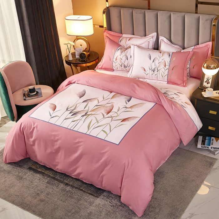 91家纺网 家纺一手货源 找家纺 雲归梦2021全棉大版四件套第二批花卉格调系列 一米阳光粉