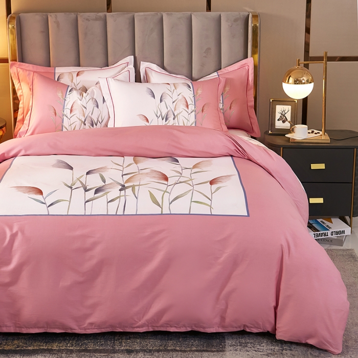 91家纺网 家纺一手货源 找家纺 雲归梦2021全棉大版四件套第二批花卉格调系列 一米阳光粉