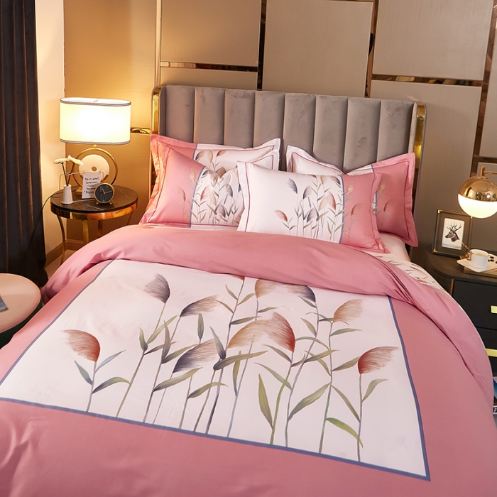 91家纺网 家纺一手货源 找家纺 雲归梦2021全棉大版四件套第二批花卉格调系列 一米阳光粉