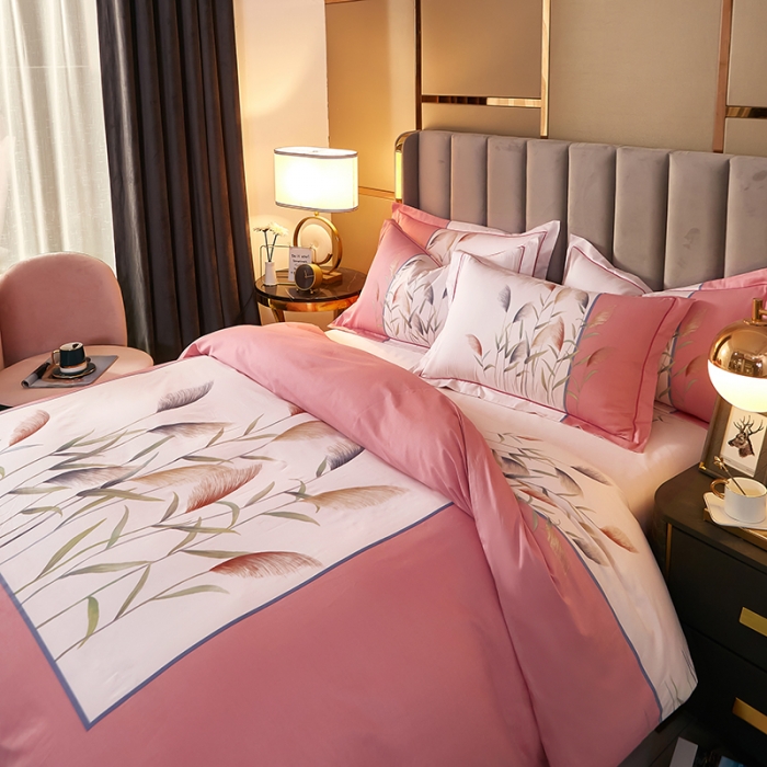 91家纺网 家纺一手货源 找家纺 雲归梦2021全棉大版四件套第二批花卉格调系列 一米阳光粉