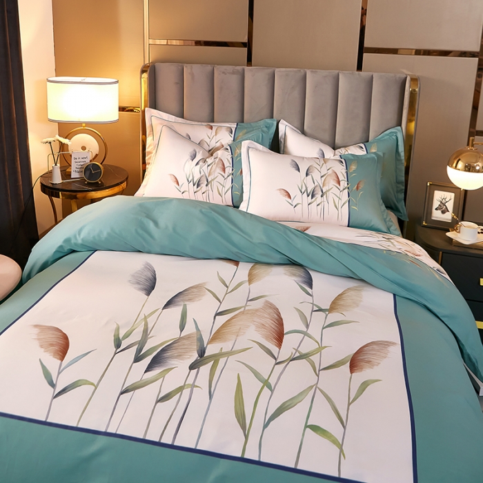 91家纺网 家纺一手货源 找家纺 雲归梦2021全棉大版四件套第二批花卉格调系列 一米阳光绿