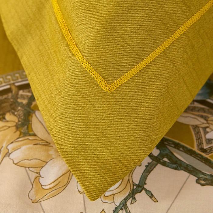 91家纺网 家纺一手货源 找家纺 雲归梦2021全棉大版四件套第二批花卉格调系列 意蕴黄