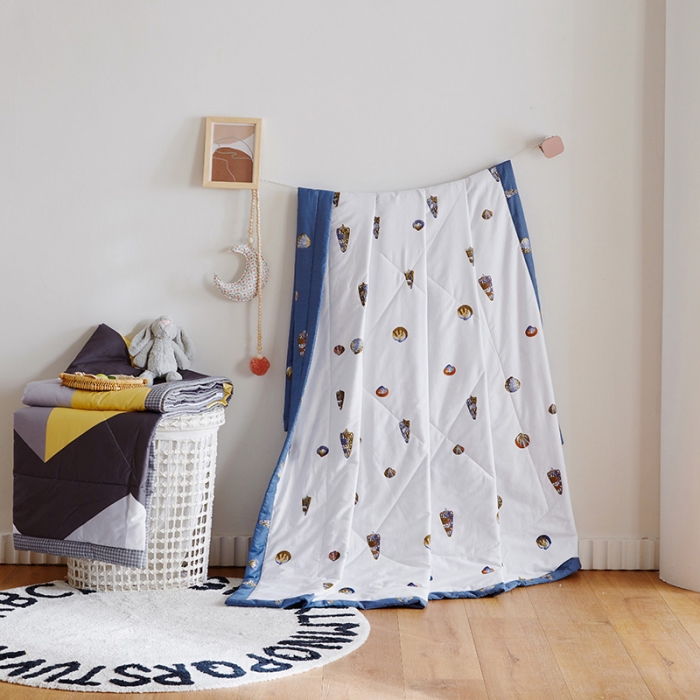 91家纺网 家纺一手货源 找家纺 莱福仕家纺 2022新款全棉喷气夏被四件套系列 贝壳情缘