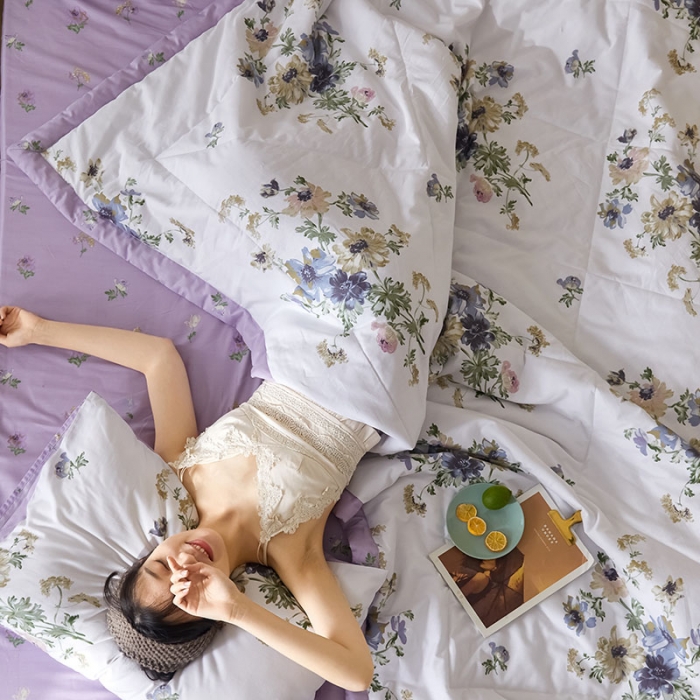 91家纺网 家纺一手货源 找家纺 莱福仕家纺 2022新款全棉喷气夏被四件套系列 花开曼舞