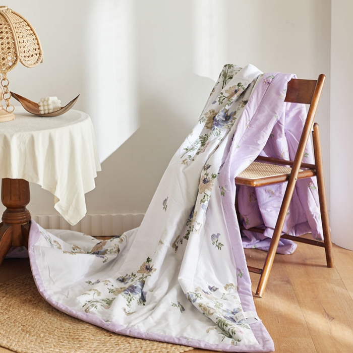 91家纺网 家纺一手货源 找家纺 莱福仕家纺 2022新款全棉喷气夏被四件套系列 花开曼舞