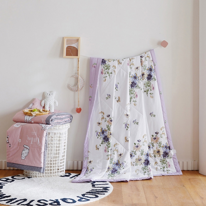 91家纺网 家纺一手货源 找家纺 莱福仕家纺 2022新款全棉喷气夏被四件套系列 花开曼舞