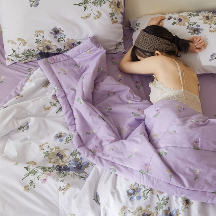 91家纺网 家纺一手货源 找家纺 莱福仕家纺 2022新款全棉喷气夏被四件套系列 花开曼舞