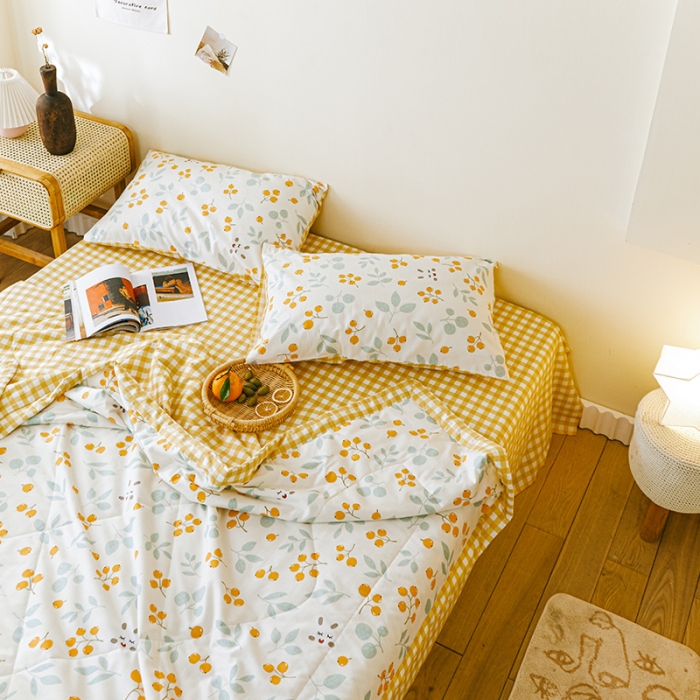 91家纺网 家纺一手货源 找家纺 莱福仕家纺 2022新款全棉喷气夏被四件套系列 春华秋实