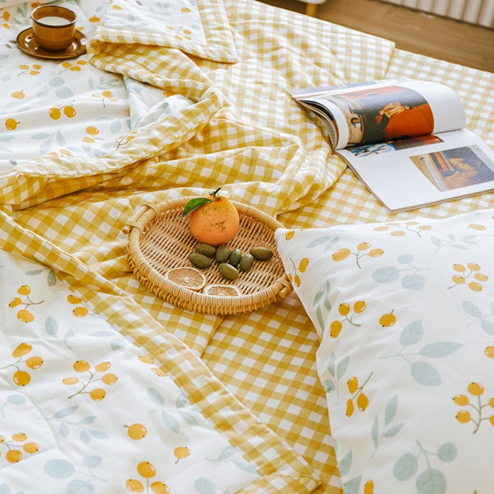 91家纺网 家纺一手货源 找家纺 莱福仕家纺 2022新款全棉喷气夏被四件套系列 春华秋实