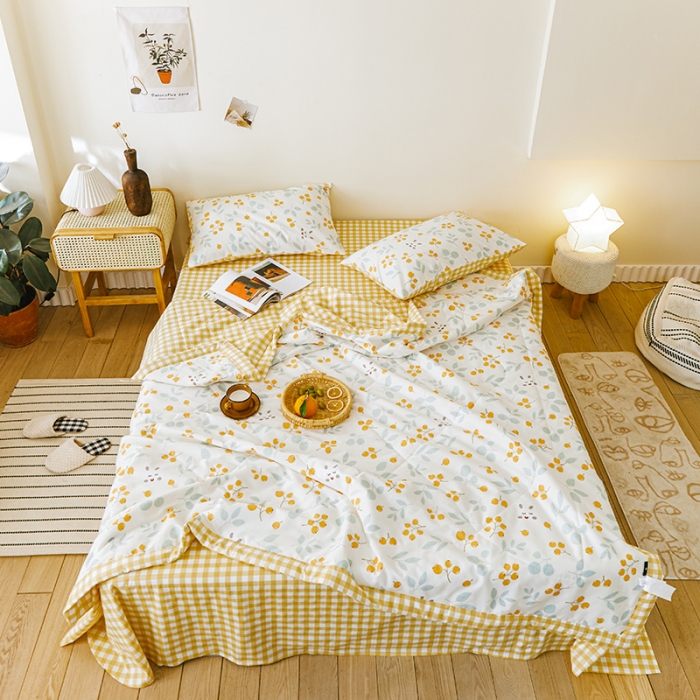 91家纺网 家纺一手货源 找家纺 莱福仕家纺 2022新款全棉喷气夏被四件套系列 春华秋实