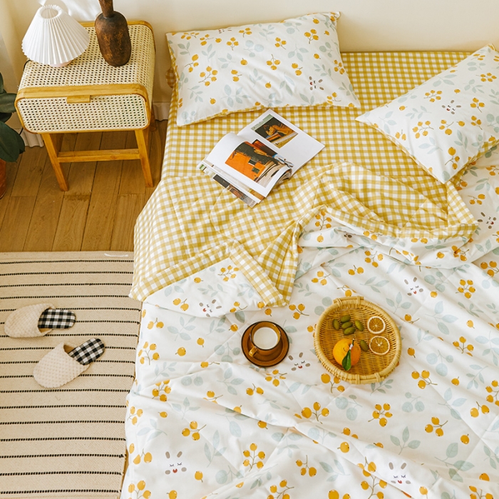 91家纺网 家纺一手货源 找家纺 莱福仕家纺 2022新款全棉喷气夏被四件套系列 春华秋实