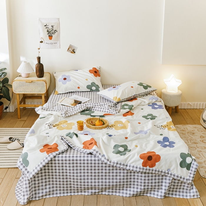 91家纺网 家纺一手货源 找家纺 莱福仕家纺 2022新款全棉喷气夏被四件套系列 太阳花