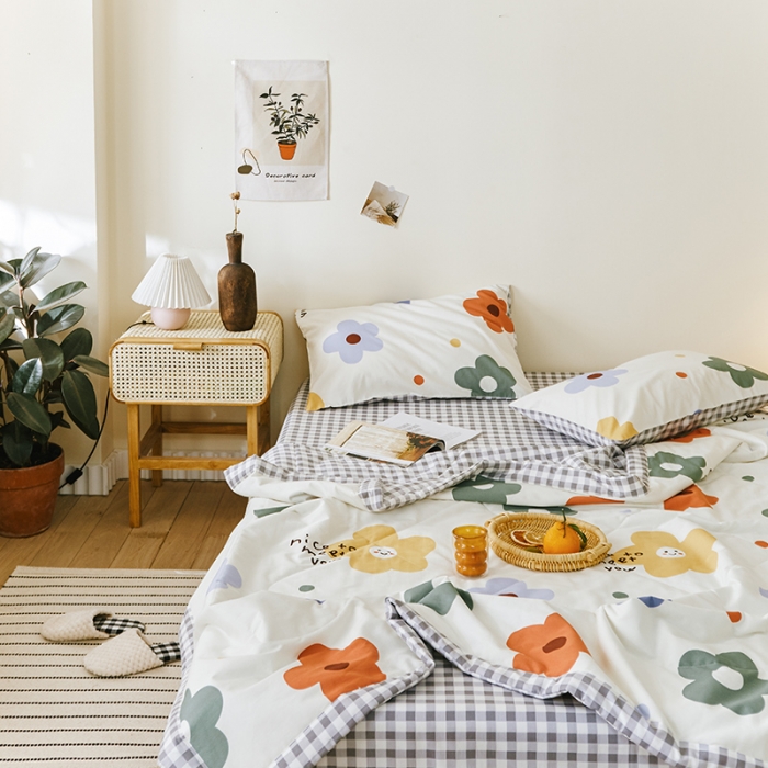 91家纺网 家纺一手货源 找家纺 莱福仕家纺 2022新款全棉喷气夏被四件套系列 太阳花