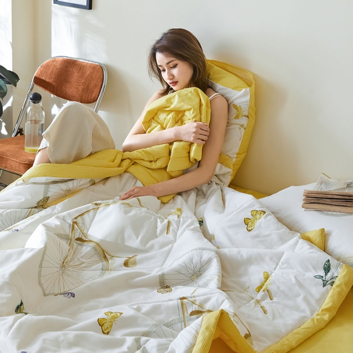 91家纺网 家纺一手货源 找家纺 莱福仕家纺 2022新款全棉喷气夏被四件套系列 写意巴黎