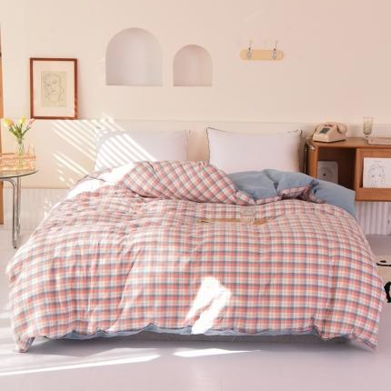 91家纺网 家纺一手货源 找家纺 （总）慕梵 2021新款全棉水洗棉被套撞色系列纯棉单被罩