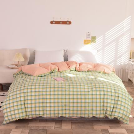 91家纺网 家纺一手货源 找家纺 （总）慕梵 2021新款全棉水洗棉被套撞色系列纯棉单被罩