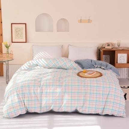 91家纺网 家纺一手货源 找家纺 （总）慕梵 2021新款全棉水洗棉被套撞色系列纯棉单被罩