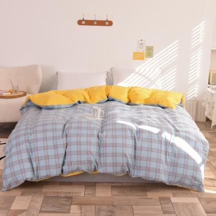 91家纺网 家纺一手货源 找家纺 （总）慕梵 2021新款全棉水洗棉被套撞色系列纯棉单被罩