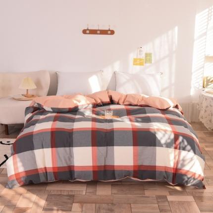 91家纺网 家纺一手货源 找家纺 慕梵 2021新款全棉水洗棉撞色系列单被套 加州格