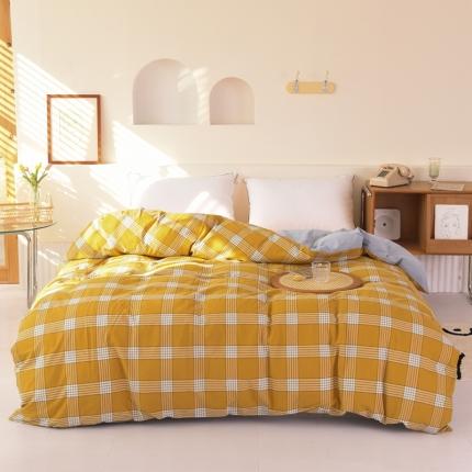 91家纺网 家纺一手货源 找家纺 （总）慕梵 2021新款全棉水洗棉被套撞色系列纯棉单被罩