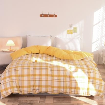 91家纺网 家纺一手货源 找家纺 （总）慕梵 2021新款全棉水洗棉被套撞色系列纯棉单被罩