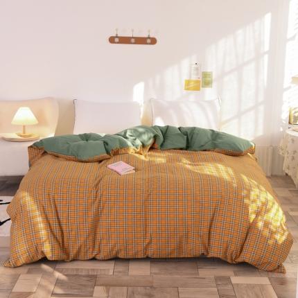 91家纺网 家纺一手货源 找家纺 （总）慕梵 2021新款全棉水洗棉被套撞色系列纯棉单被罩