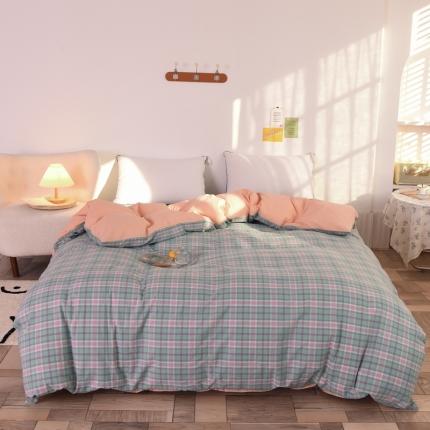 91家纺网 家纺一手货源 找家纺 （总）慕梵 2021新款全棉水洗棉被套撞色系列纯棉单被罩