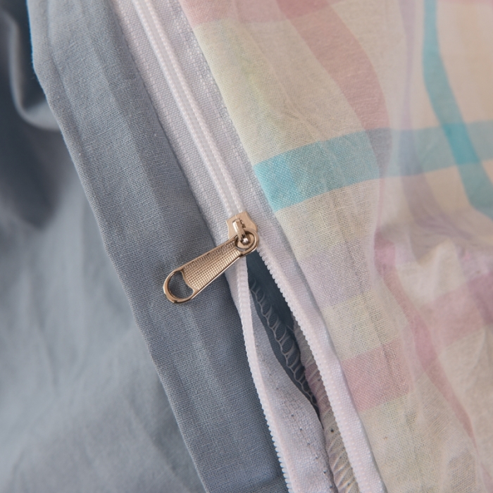 91家纺网 家纺一手货源 找家纺 慕梵 2021新款全棉水洗棉撞色系列单被套 冰激凌格