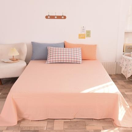 91家纺网 家纺一手货源 找家纺 慕梵 2021新款全棉水洗棉撞色系列单床单 贝拉粉格