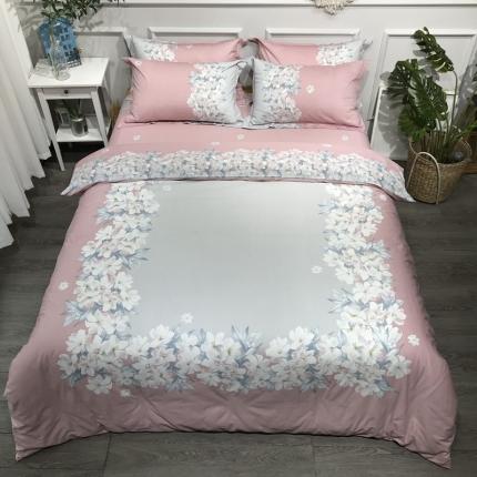 91家纺网 家纺一手货源 找家纺 薏思 2021新款13372活性全棉大版四件套花园假期粉