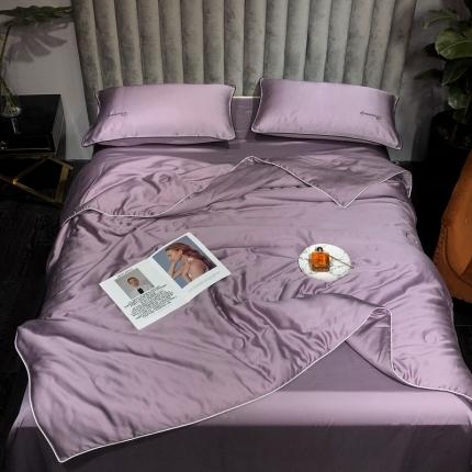91家纺网 家纺一手货源 找家纺 朵美 2021新款60支天丝纯色夏被四件套滚绳款 烟紫